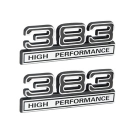 383 6.2L High Performance Engine Emblems in Chrome & Black - 4" Long Pair