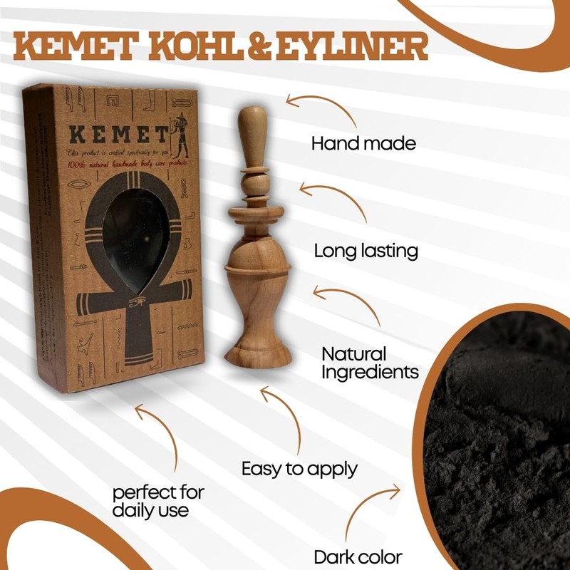 HARRAZ Kemet 100% Natural Egyptian Eyeliner in Powder Form, Handmade