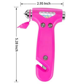 2 Count Safety Hammer, Emergency Automotive Escape Hammer Tool, Multifunctional Car Escape Tool with Seat Belt Cutter Car Window Break Tool - Pink