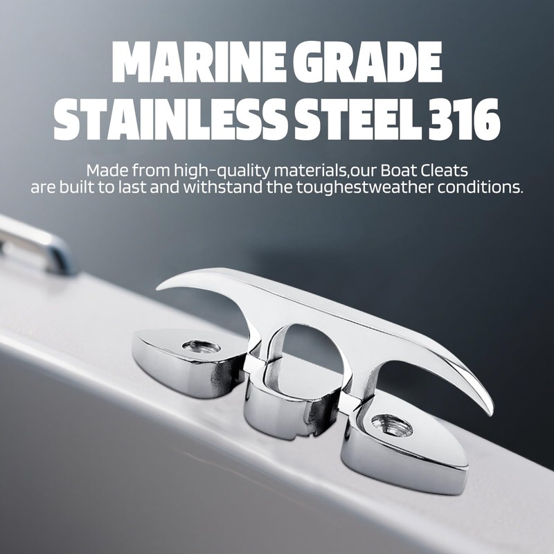 Pacify 2 Pack Folding Boat Cleats 316 Stainless Steel 4.5/5/6