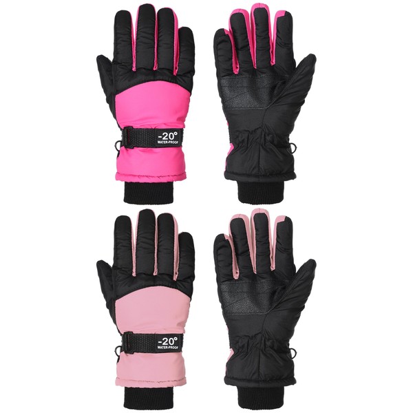SATINIOR 2 Pares Guantes de Nieve de Invierno Impermeables para