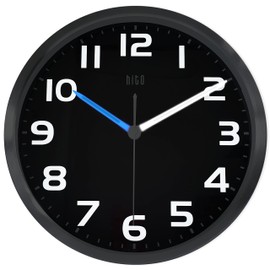 HITO 12 Inch Night Light Wall Clock Battery Operated Brightness Adjustable, Metal Frame, Glass Cover(Hands + Numbers Illuminate)