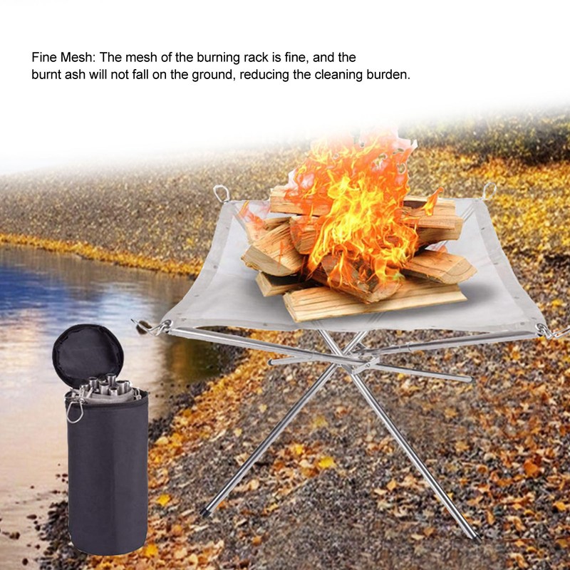 Outdoor Portable Fire Pit Folding Bonfire Rack Camping Barbecue Mesh