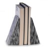 Triangular Natural Genuine Marble Bookends with Wedge Design (Grey)