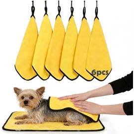Toalla de Baño para Perro Grande, 6 Piezas 40 * 40cm Toalla Súper Absorbente Secadora para Perro Gato, Toalla de Microfibra para Cachorro Mascota Pequeño Mediano Baño Ducha Playa