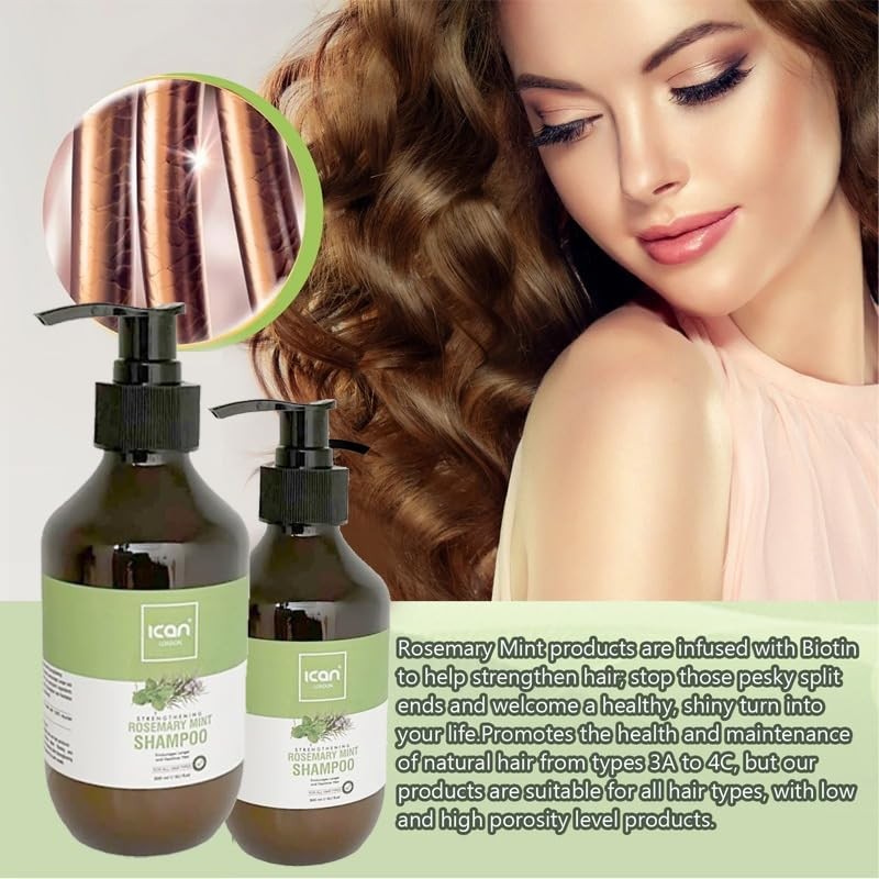 ican London Rosemary Mint Strengthening Hair Shampoo + Conditioner 300ml