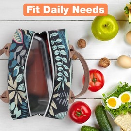 Lekespring Lunch Bag for Men and Women, 9L Portable Handbag for Office, Work, Lunch and School Students - Blue Jungle