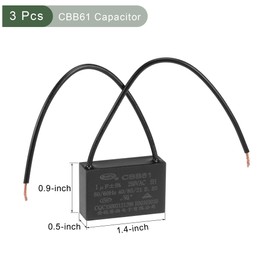 YOKIVE 3 x Ceiling Fan Capacitor CBB61 Metalised Polypropylene Film Capacitor Large for Fans Pumps Engines Running (1uF 250V AC 2 Wires 50/60Hz)