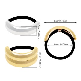 Penta Angel Metal Hair Ties 4PCs Decorative Ponytail Cuff Holders Elastic Hair Bands Accessories for Women Girls Thin Thick Hair (Gold, Silver)