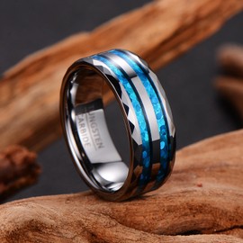 SOXEMAN 8mm wide tungsten ring with vibrant color accents - Fashion-forward jewelry for men and women, perfect for everyday wear and special occasions -gift for birthdays, anniversaries