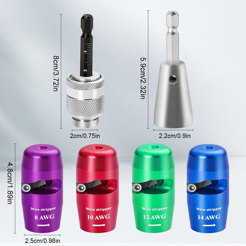 8 Piece, Wire Stripping and Twisting Tool, AWG 14-12-10-8 Specification,8