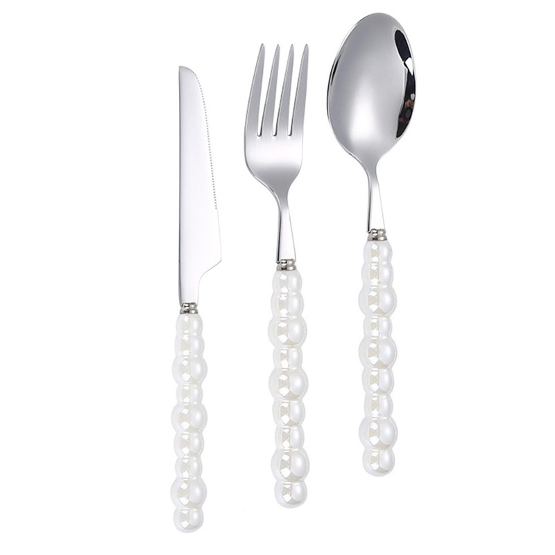 Luxury Pearl Cutlery Set, 304 Stainless Steel Utensils, Fine Polished,