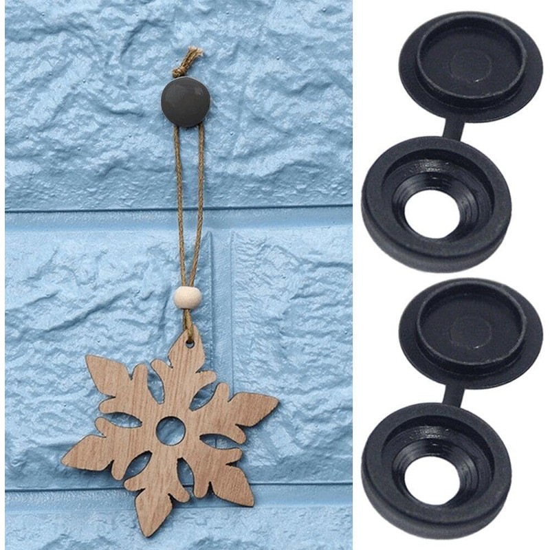 100 Pcs Black Screw Caps, Plastic Caps For Screws, Hinged