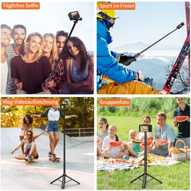 UURig TP-03 Selfie Stick Tripod for DJI Osmo Action 5 Pro, 130 cm Extendable Tripod for Go Pro Hero 13/ Mission 1 Pro, DJI Osmo Action 6/5/4/3, Insta 360 Ace Pro 2 and More Action Cameras