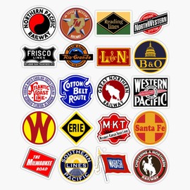 Vintage Defunct Railroad Railway Logos - Trains Hobby Bumper Sticker Vinyl Decal 5"