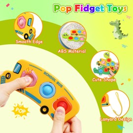 JoyPlus Pack of 3 Fidget Popper Sensory Toy from 1 Year, Pop It Bubble Fidget Toy for Toddlers, Montessori Autism Anti-Stress Travel Toy Gifts for 1 2 3 Years Boys Girls