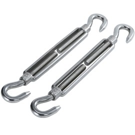 HEVERP 2PCS M10 9.2in Stainless Steel Hook and Hook Turnbuckles,Heavy Duty Shade Sail Hardware,Wire Rope Tension,Antirust