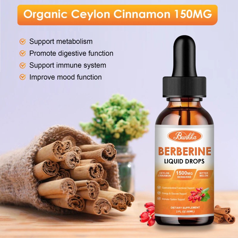 1500mg Berberine Liquid Drops Organic Ceylon Cinnamon Bitter Melon 2FL