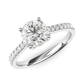 Sterling Silver 2CT Classic 4-Prong Simulated Diamond Engagement Ring with Side Stones Promise Bridal Ring (5)