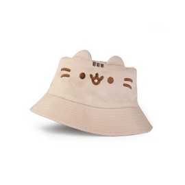 Pusheen The Beige Fisherman Hat for Women Cat Novelty Face Hat with 3D Ears Casual Wear for Sun Protection Classic Cartoon Accessory Headwear Item, beige, Unit size