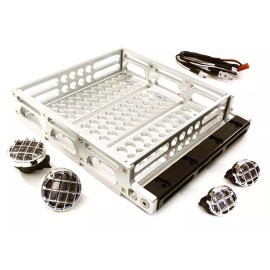 Integy Realistic 1/10 Scale Alloy Luggage Tray 125x106x24mm with 4 LED Spot Light Set