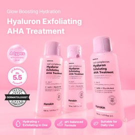 Hanskin Real Complexion Hyaluron Exfoliating AHA Treatment, Exfoliating Toner, Hydrating Skin Booster [5.07 fl. oz. (150ml)]