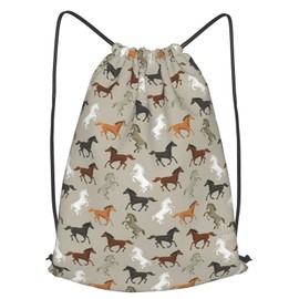 TumzfhQ Cute Horse Drawstring Backpack String Bag Sports Sackpack Gym Cinch Beach Travel Sack for Men Women