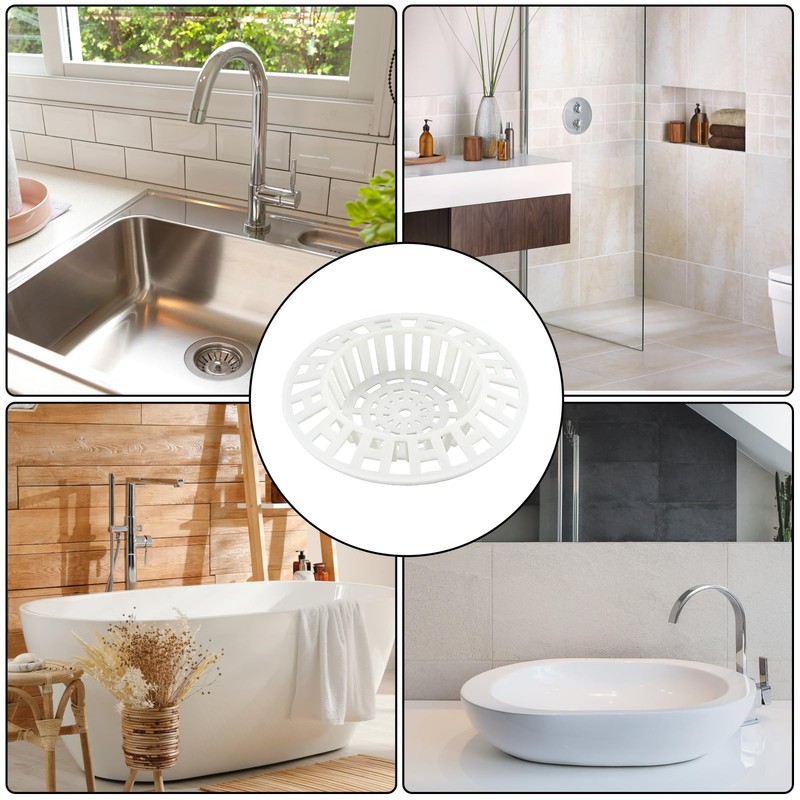 2 Pcs Plastic Sink Strainer, White Drain Hair Catcher Hair