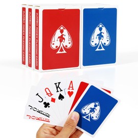 TYYIHUA 6 Pack Large Print Playing Cards, Poker Size Jumbo Index Deck of Cards for Seniors, Vision Impaired, Low Vision Crowd, for Blackjack, Euchre, Canasta Card Game (3 Blue 3 Red)