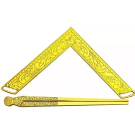 Masonic Lodge Ceremonial 4" INCH Large Freemason Square & Compass for Bible Gold Plated