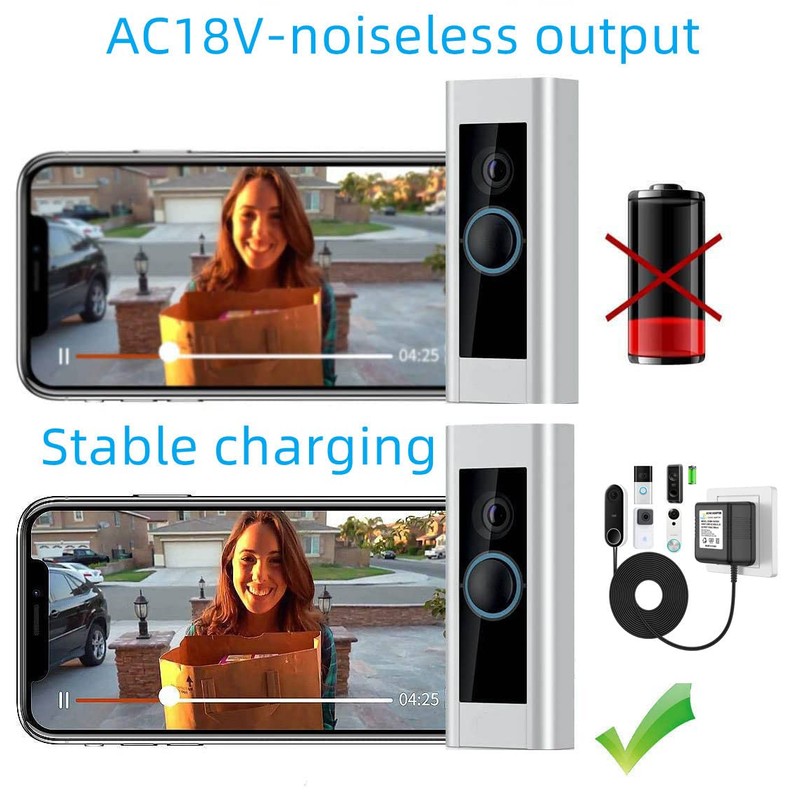 Black Video doorbell Special Power Transformer,18V500MA doorbell Power Adapter, Compatible