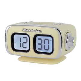 Studebaker Large Display LCD AM/FM Retro Clock Radio USB Bluetooth Aux-in Bedroom Kitchen Counter Small Footprint (Cream)