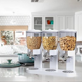 Triple Food Dispenser - Easy To Use Dry Food Dispenser Perfect As A Candy, Nuts, Rice, Granola, Cereal Dispenser & More - Dispensing 1 Ounce Per Twist And Preserving Freshness For Fun, Easy Serving.