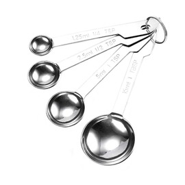 Vivi Bakie Measuring Spoons, Set of 4/8, Stainless Steel, Thick, Condiment Liquid Spoons Set, Compact, Convenient Storage (Set of 4)