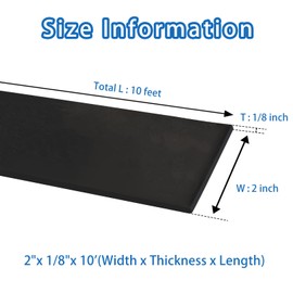 Black Adhesive Rubber Strip, 1/8 (.125)" Thick X 2" Wide X 10'Long, Solid Rubber Roll with Self Adhesive for Anti-Slip, Anti-Vibration, DIY Gaskets, Crafts, Sealing, Supports, Protection