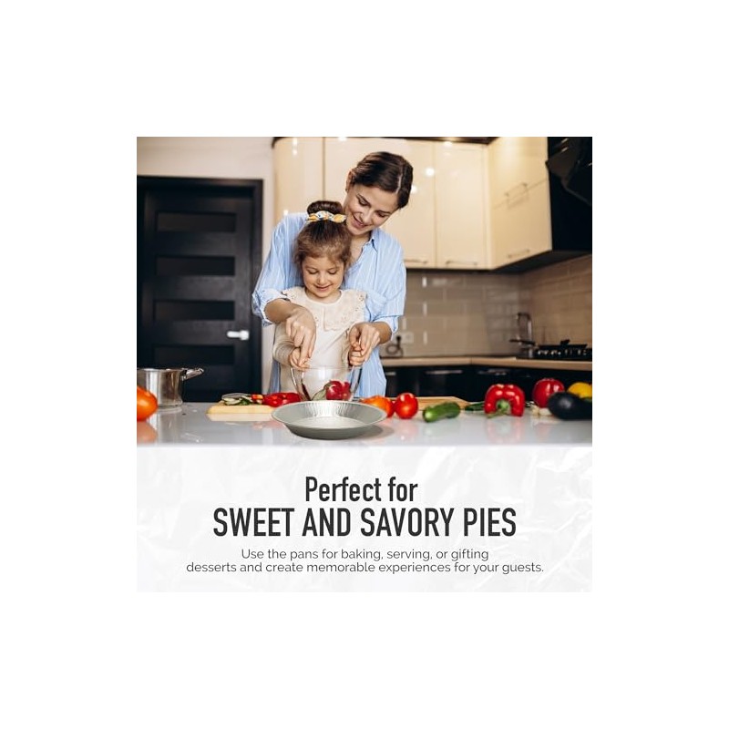 KitchenDance 9 Inch Pie Tins - Premium Disposable Pie Pans