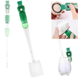 Wzenclave 5 in 1 Multifunctional Water Bottle Cleaning Brush Portátil Leche Biberones Cepillo para Limpiar la Botella de Agua de Mango Largo Adecuado para Boca de Botella Botella Tapa de Botella