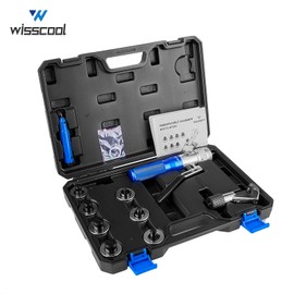 WISSCOOL Hydraulic Swaging Tool Tube Expander Kit HVAC with Tube Cutter, Deburring Tool and 7 Expander Heads for 3/8 to 1-1/8 Inches Copper Pipes HVAC Expanding Tools