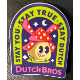 DUTCH Bros Coffee STICKER March 2023 STAY You TRUE Windmill FACE Night 2.5” x 3”