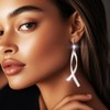 Campsis Silver Dangle Earrings for women, Leverback Hook Earrings