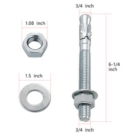 Speedmax Wedge Anchors Zinc Plated Heavy Duty Fastener for Concrete (12, 3/4" x 6-1/4")