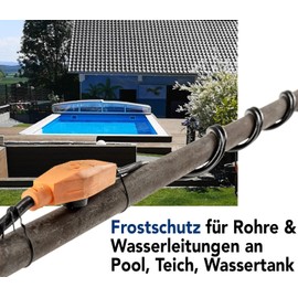 ChiliTec Frost Protection Heating Cable with Temperature Sensor 2 m Heat Cable Anti Frost Cable with Protective Contact Plug for Water Pipes in the Home, Rain Gutter, Pool, Pond