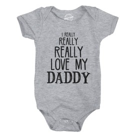 I Really Really Love My Daddy Cute Fathers Day Funny Baby Shirt Newborn Gift (Light Heather Grey) - 6 Months