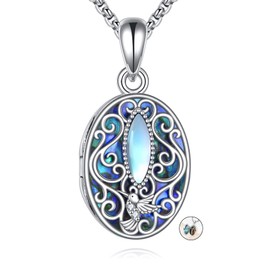 ONEFINITY Hummingbird Filigree Necklace Sterling Silver Oval Hummingbird Locket Necklace That Holds Pictures Picture Locket Necklace Mother's Day Gifts For Women Wife Mom