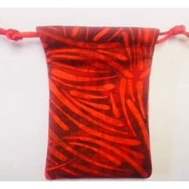 Ravenz Roost 3 Tonka Beans ~ One handmade Red Print Drawstring bag ~ Wishes Handmade item