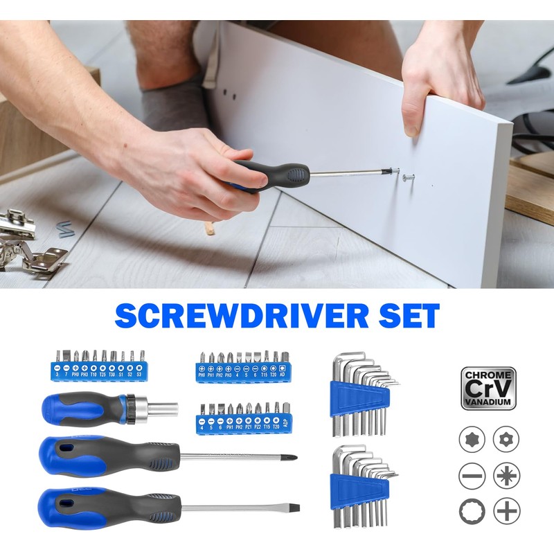 Prostormer 159-Piece Home Tool Set, General Household Tool kit with