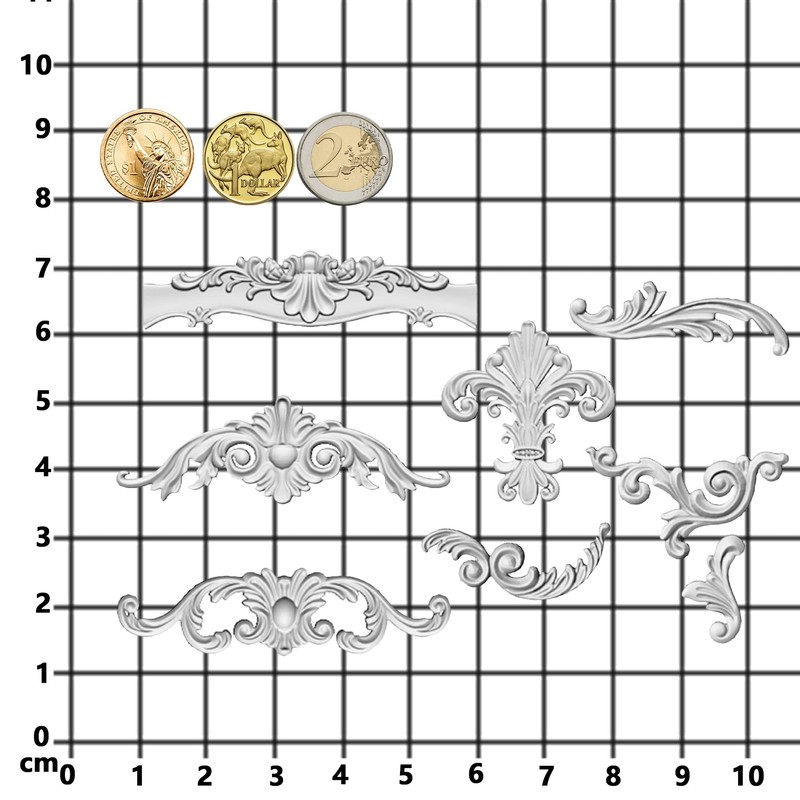 Scrollworks Mold for Polyclay Air Dry Clay Plaster