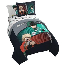 Jay Franco My Hero Academia Full Size Comforter Set - 7 Piece Bedding Includes Sheet Set & Pillow Covers - Super Soft Anime Bedding