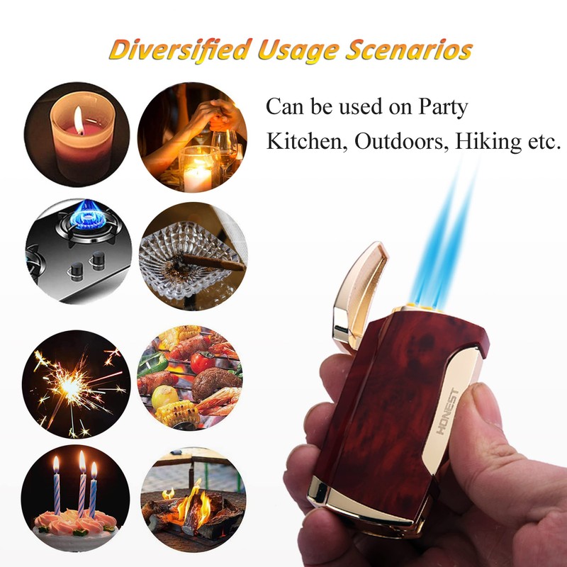 Metal Lighter Double Jet Flame Butane refillable Lighter Shipped Without