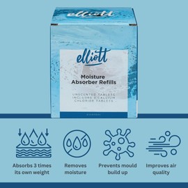 Elliott Moisture Absorber Refill Tablets Pack of 3 - Unscented for Continuous Freshness- Reduces Excess Moisture In: Cars, Caravans, Motorhomes,Garages,Sheds,Basements, etc